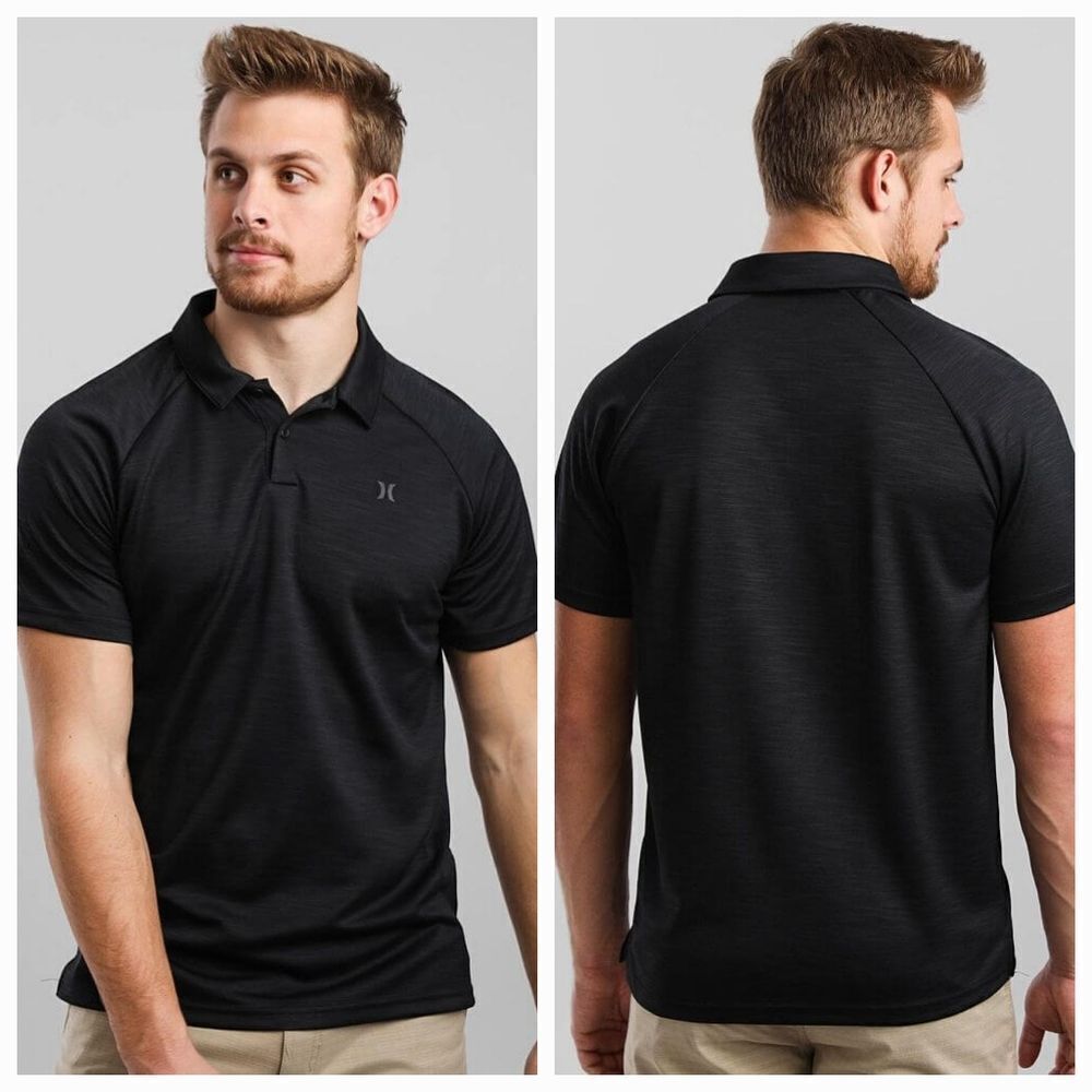 🔺️Hurley Black Spry Performance Short Sleeve Polo Shirt Men's XLarge